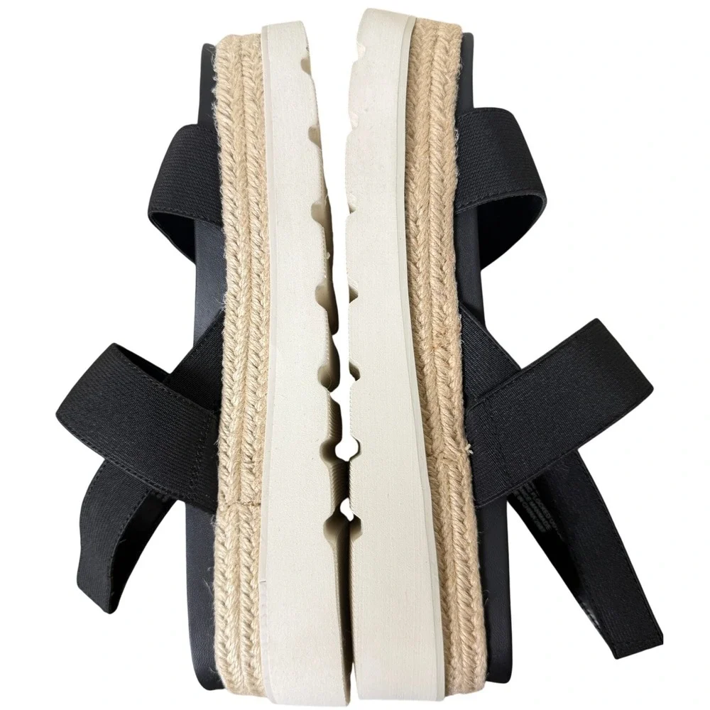 Madden Girl Platform Espadrille Sandals Womens 10 Black Strappy Chunky Boho
